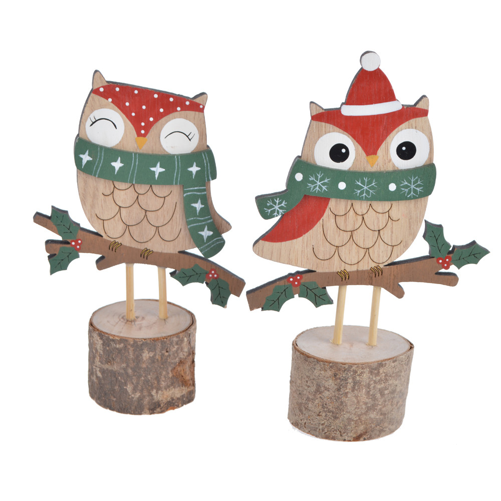 Wooden smile Owl home decor indoor fiesta party ornament