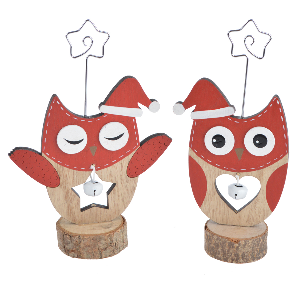 Wood Cute Owl shape Card Holder Picture Holder Table Holder