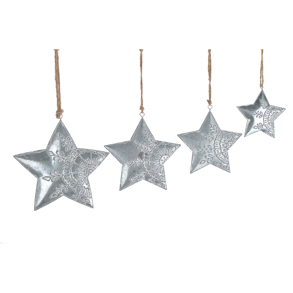 party decorations 3D winter silver color stylish bright christmas star hanging decor