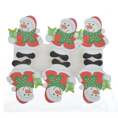 snowman design christmas ornament novelty decorating calendar wood clip