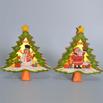 handmade new products wall decor wooden Christmas tree with led hangers decoration