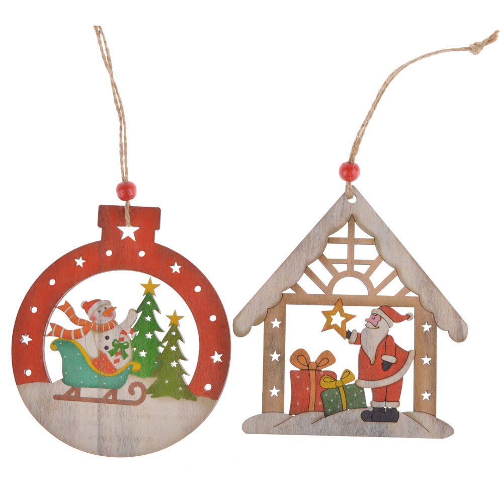 wooden toys house ball Christmas scene hangers decoration