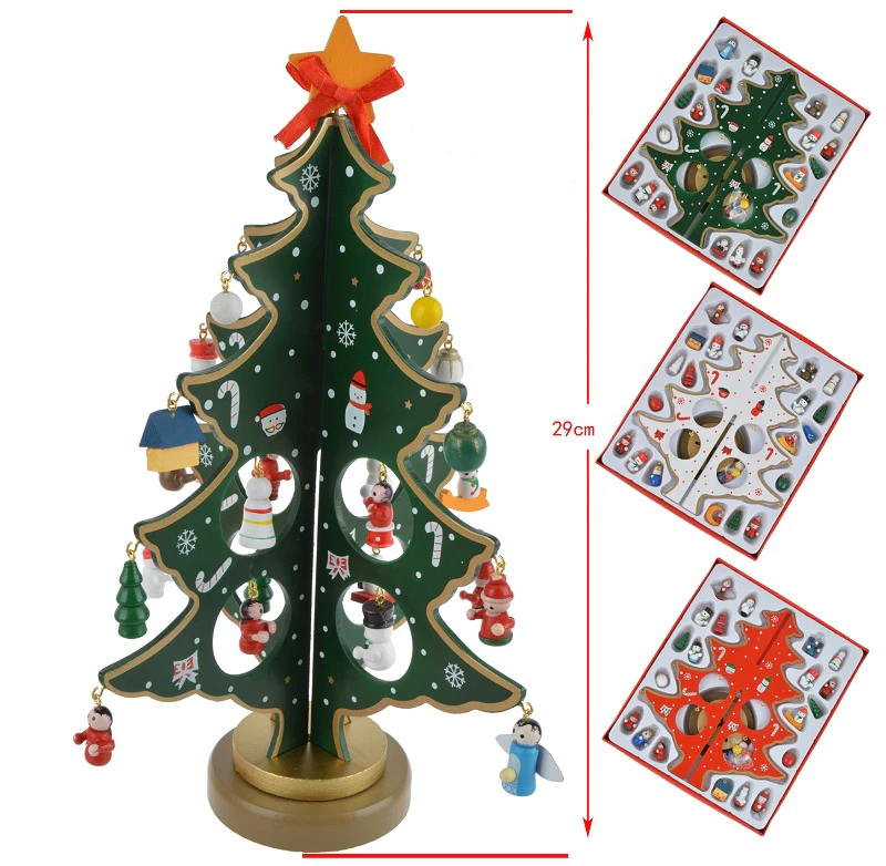 Christmas DIY Wooden Christmas Tree Ornament Gift for Children Home Table Decoration Party Supplies