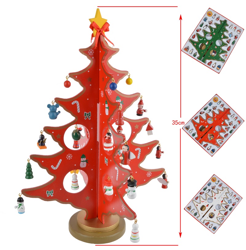 DIY Wooden Christmas Tree Decoration Christmas Gift Ornament Creative Xmas Tree Table Desk Decoration Children's Present
