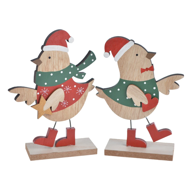2020 New design wooden christmas bird table decoration xmas gifts
