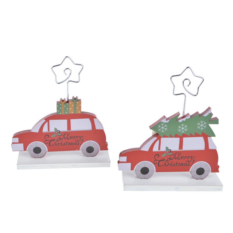 Color printing wooden christmas car note holder decorations