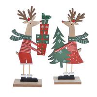 Colors wooden christmas reindeer giftbox tabletop decoration