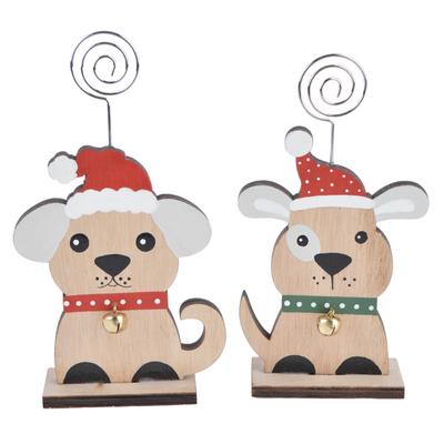 Lovely wooden cartoon dog christmas note holder
