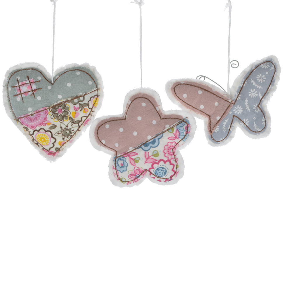 cute design fabric knit joint heart / flower / butterfly shape kids favorite gifts fiesta party ornament