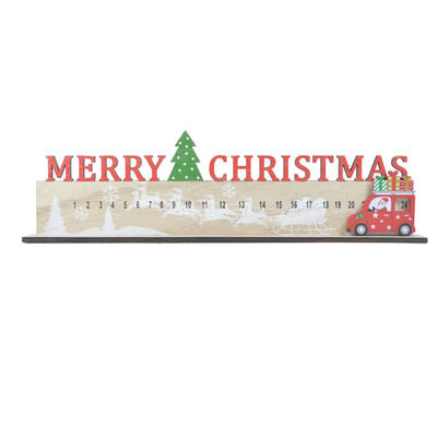 Wooden car slide along advent Countdown calendar,merry christmas party festive decoration