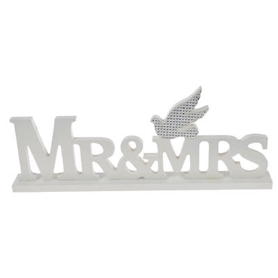 Wooden Mr&Mrs sign pattern hollow out wedding table decoration