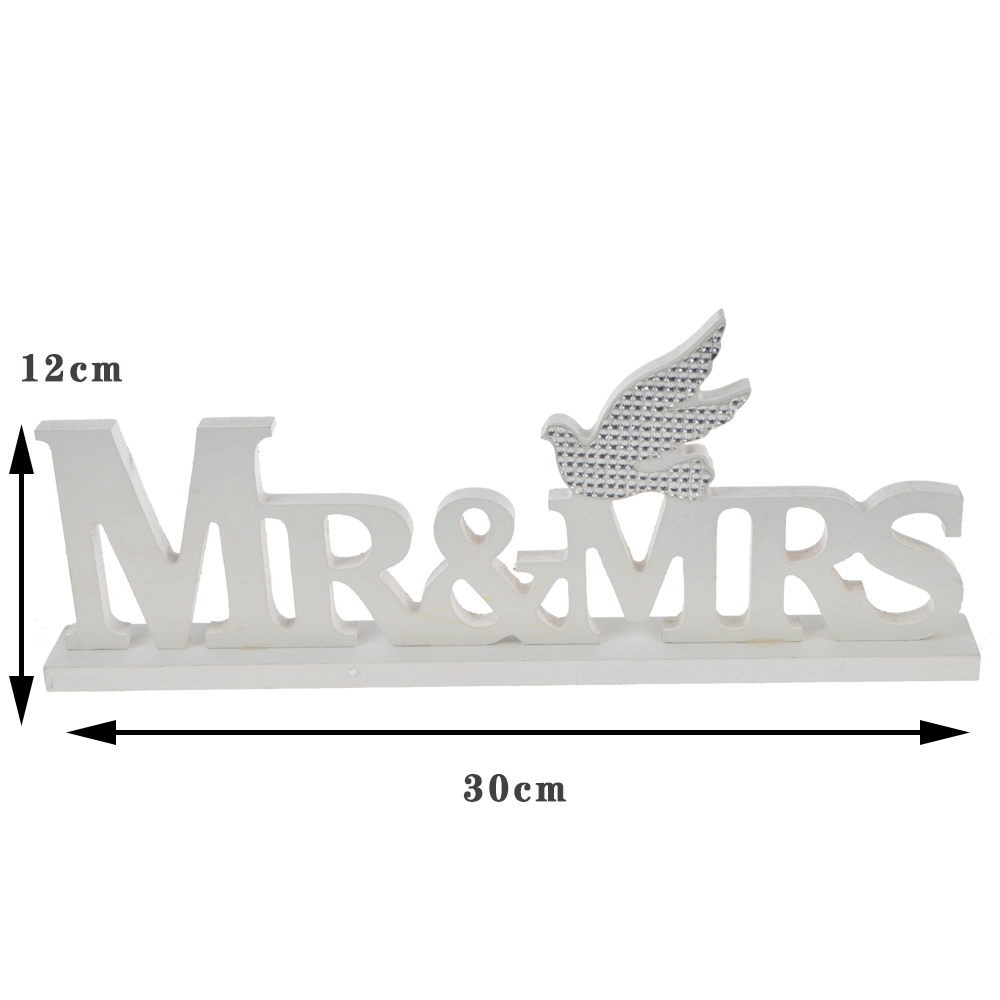 Wooden Mr&Mrs sign pattern hollow out wedding table decoration