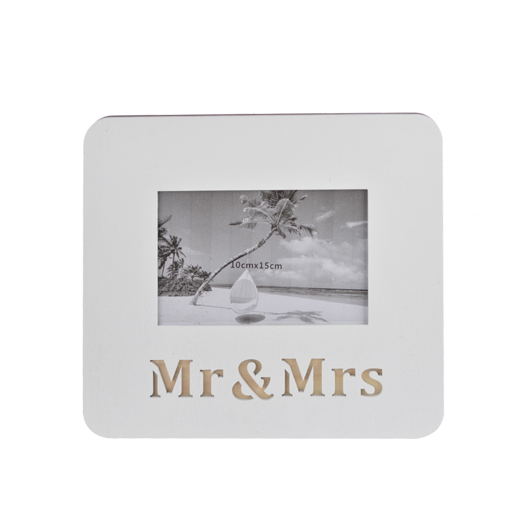 Personalized Solid white Wood Photo Frame Mr&Mrs sign Tabletop Photo Display