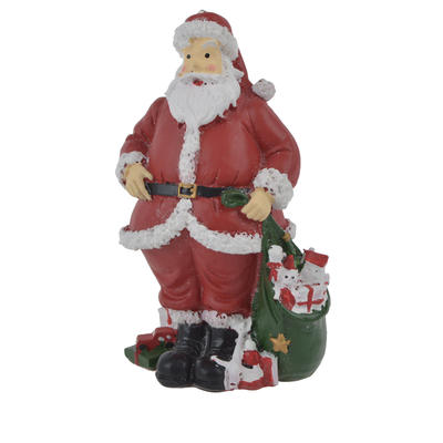 polyresin classic santa claus statue with hand gift handpainted father christmas decoration