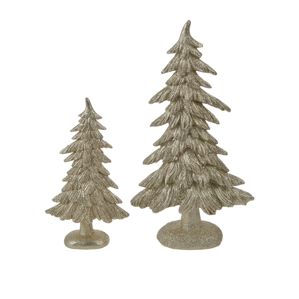 Tall Polyresin Tabletop Artificial Spruce Glitter Christmas Tree Decorative Figurine
