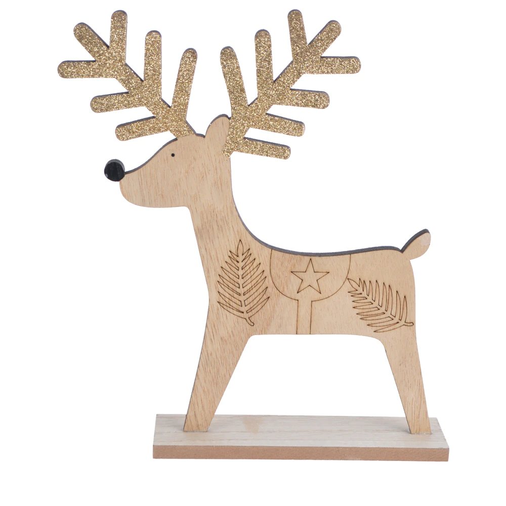 Christmas table top decoration wooden reindeer ornament deer elk stag rudolf ornamentation