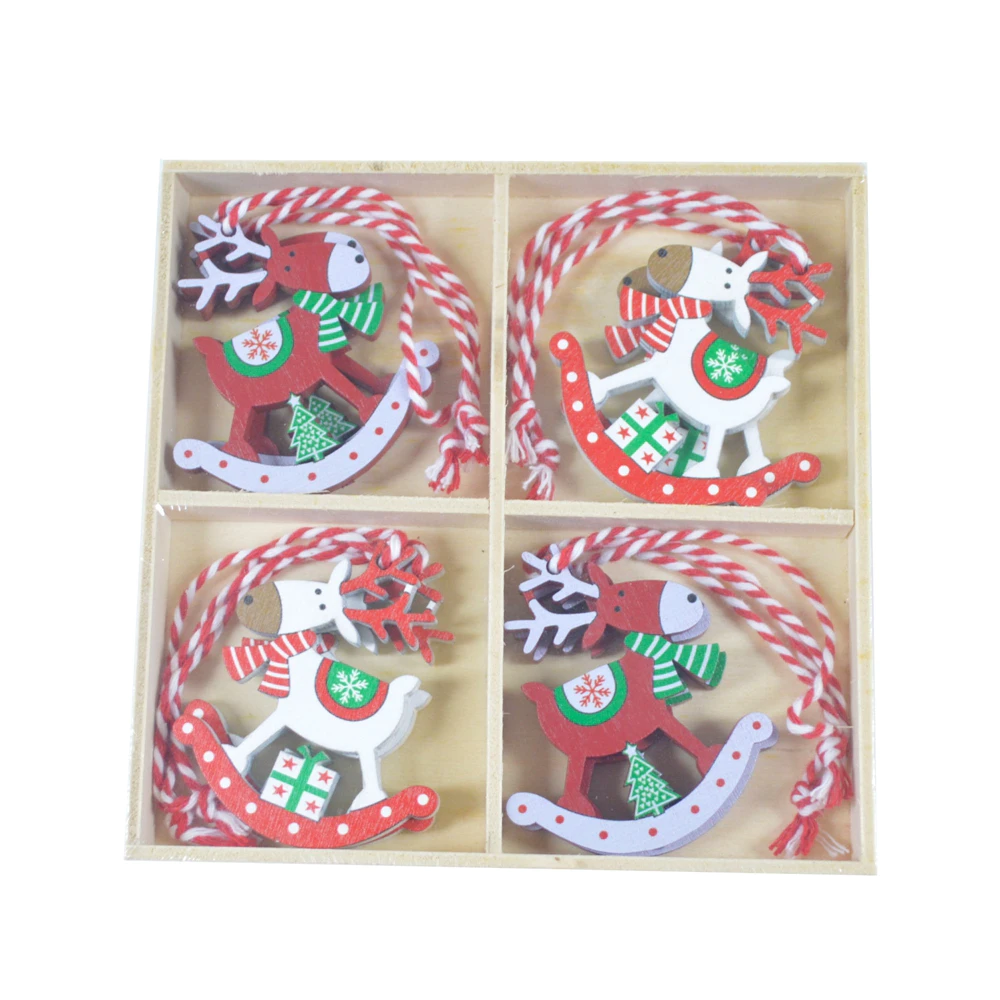 Creative wooden pendants Christmas DIY ornaments reindeer Christmas tree decoration Xmas party decorations