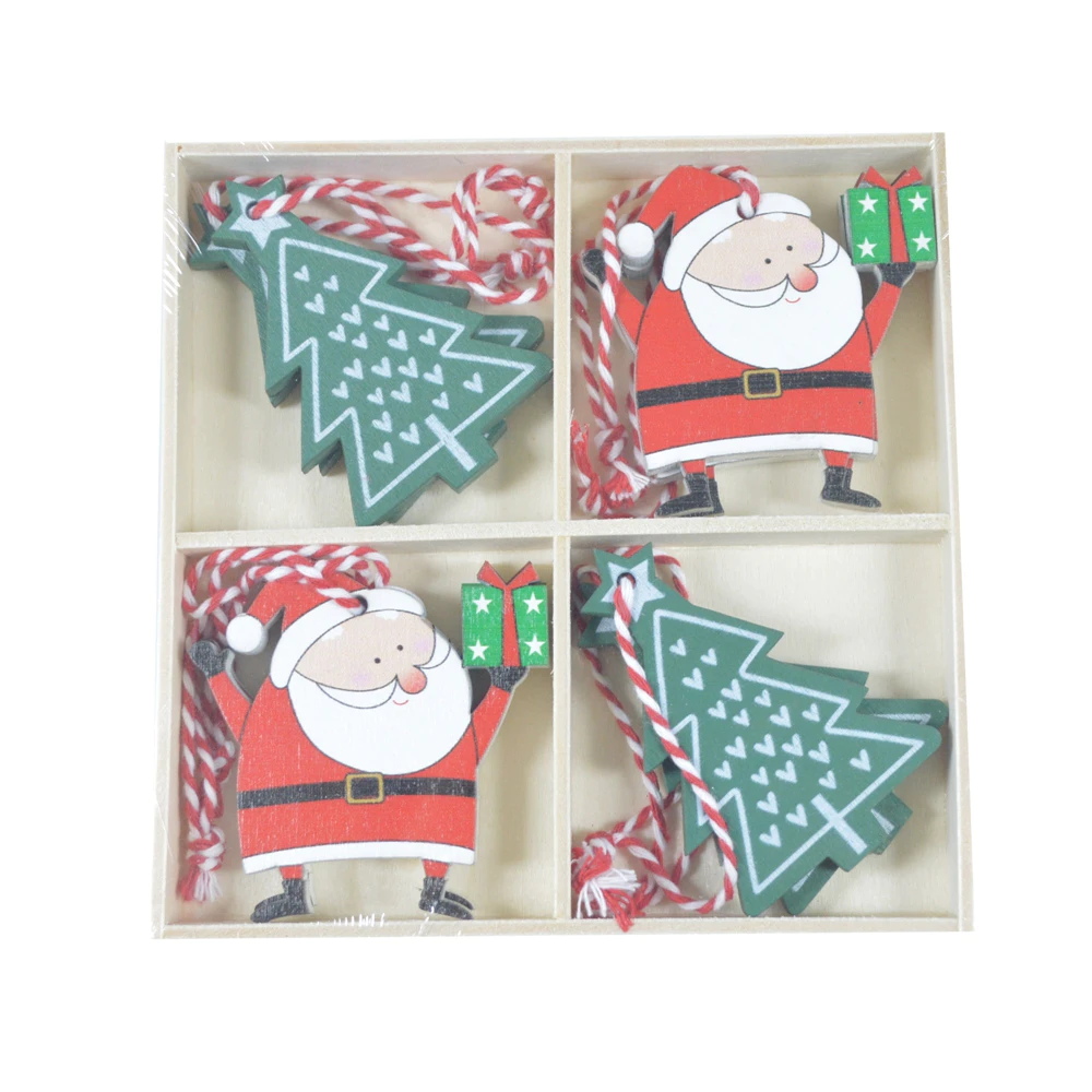 Factory direct Wooden Hanging Ornaments wooden Christmas ornament lovely Santa decoration tree decor