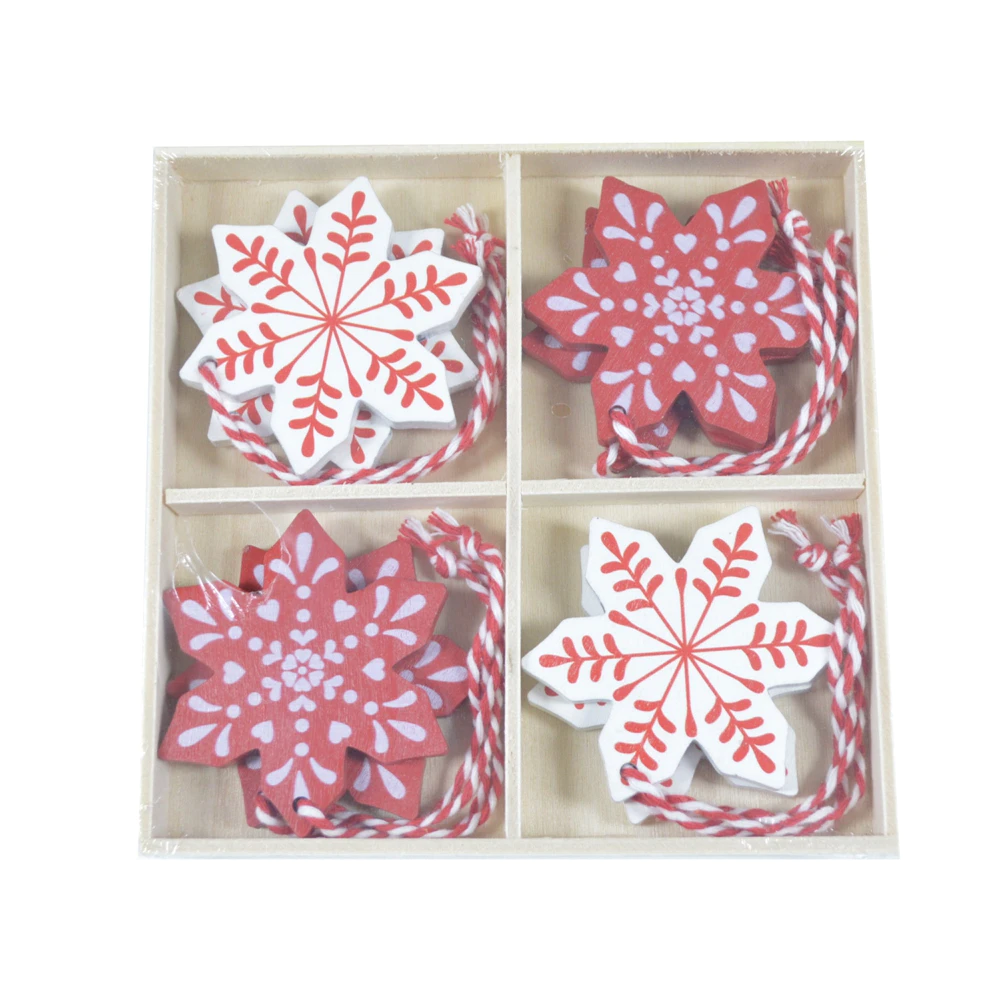 Factory supplies Red Snowflake Christmas decoration Christmas Wooden Ornaments gifts decoration for home