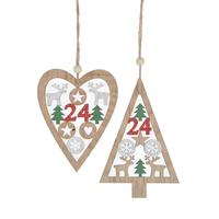 Manufactory supplies Wooden Tree heart Hanging Christmas Tree Pendant home Ornament Hollow-out Xmas decorations