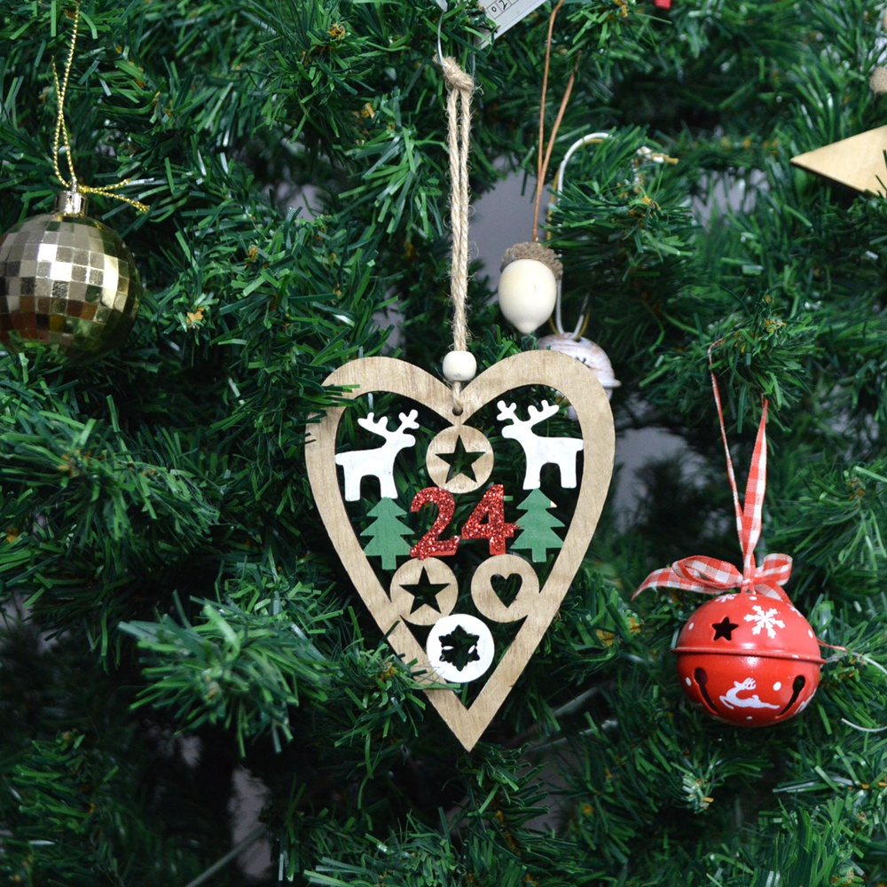 Manufactory supplies Wooden Tree heart Hanging Christmas Tree Pendant home Ornament Hollow-out Xmas decorations