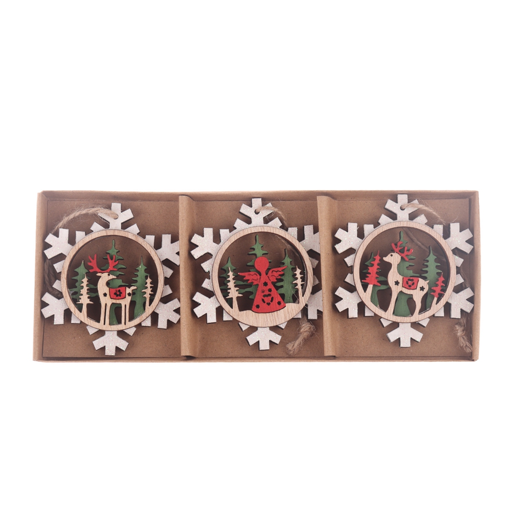 Factory New products Hollow out ornaments wooden snowflake hanging pendant Christmas wall hanging decor