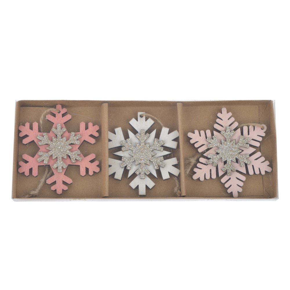 Holiday supplies Christmas snowflake decoration wood Hanging Xmas tree ornaments Party Hanging Gifts decor