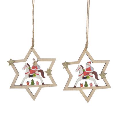 Factory Wooden Crafts Star Wood Hanging ornaments wall Hanging Christmas tree decoration DIY decor Home decor