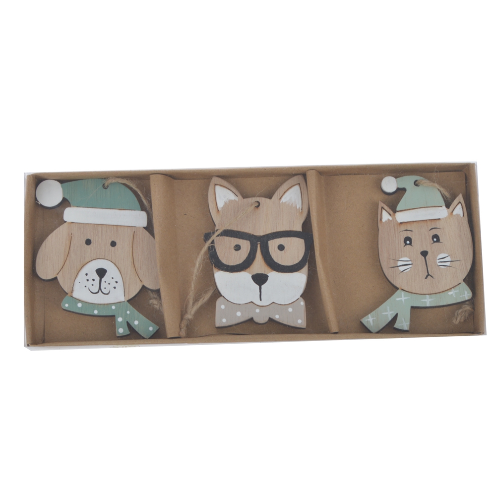 Factory Personalized carton cat dog hanging christmas pendant ornaments Christmas hanging decor Kids Crafts