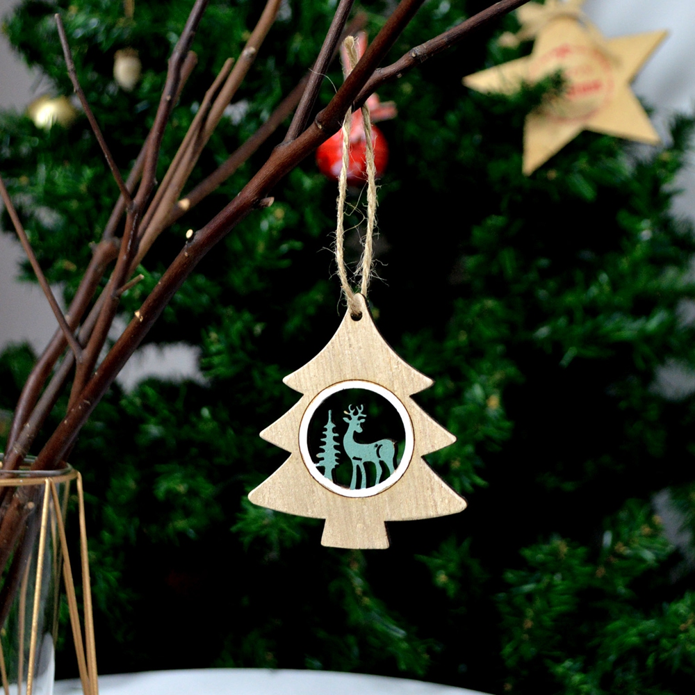Factory Heart Star Tree hanging wholesale hanging decoration christmas ornaments wooden crafts Handmade