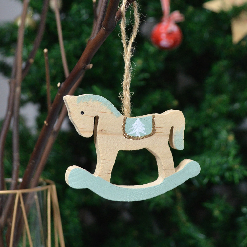 Home decor supply Rocking horse decoration Kids bedroom ornaments Kids crafts wooden Christmas unicorn hanging