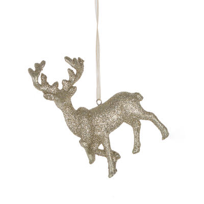 factory 3D polyresin glitter deer hanging tree hanger christmas  decoration