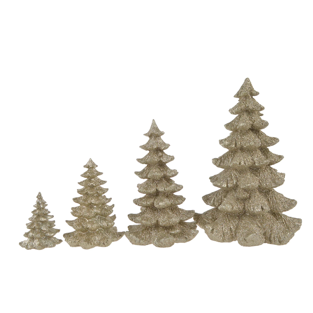 factory supplier polyresin stone christmas glitter silver tree tabletop decor fiesta party