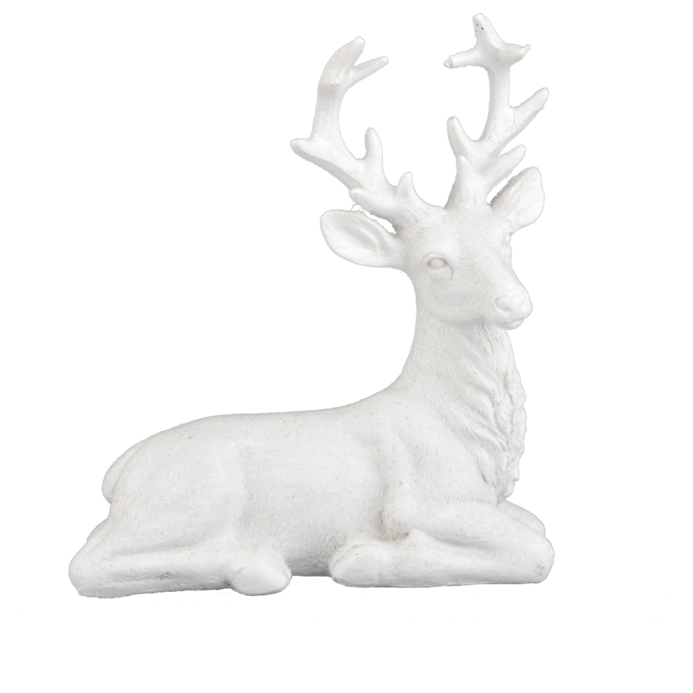 Christmas Decoration Polyresin White Deer With Glitter Home Decoration...