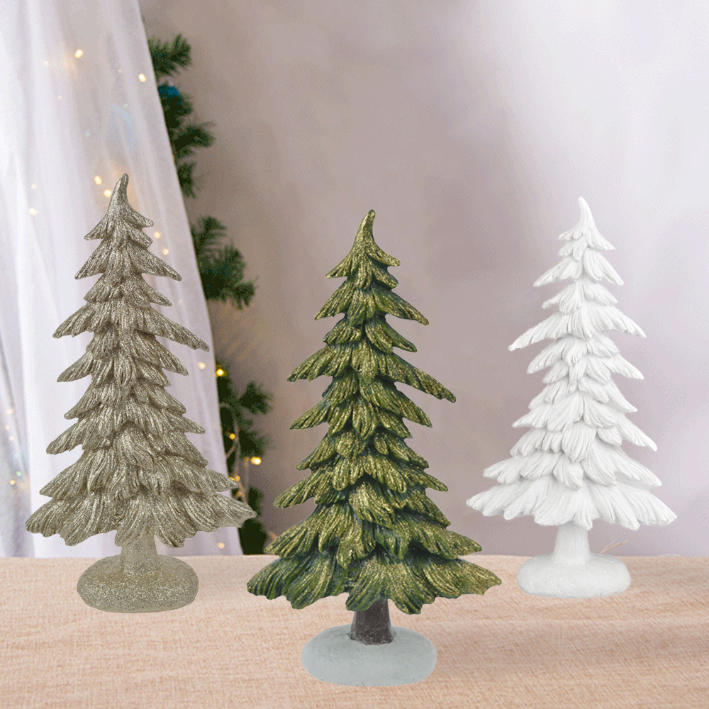 Factory Resin Glitter Christmas Tree Standing Holiday Figurines | Tangchen