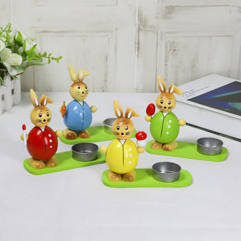 Easter decoration wood Easter bunny Crafts Gifts Ornaments animal candle holder rabbit design