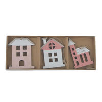 Wooden House Shaped Embellishments Hanging Ornaments for Holiday
