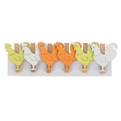 DIY Decorative Colorful Rabbit/Cock/Egg Decoration Wooden Namecard Photo Paper clips