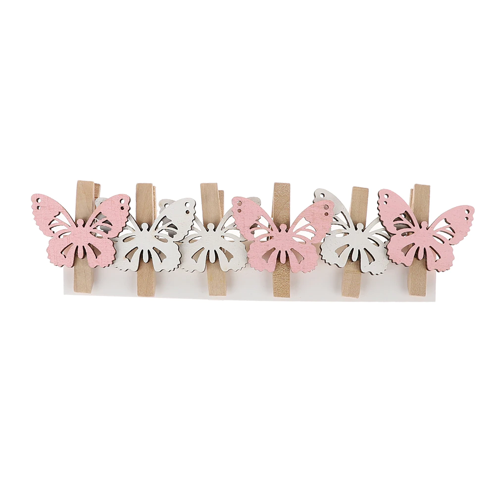 wood butterfly shape photo holder clip holiday Easter decoration items