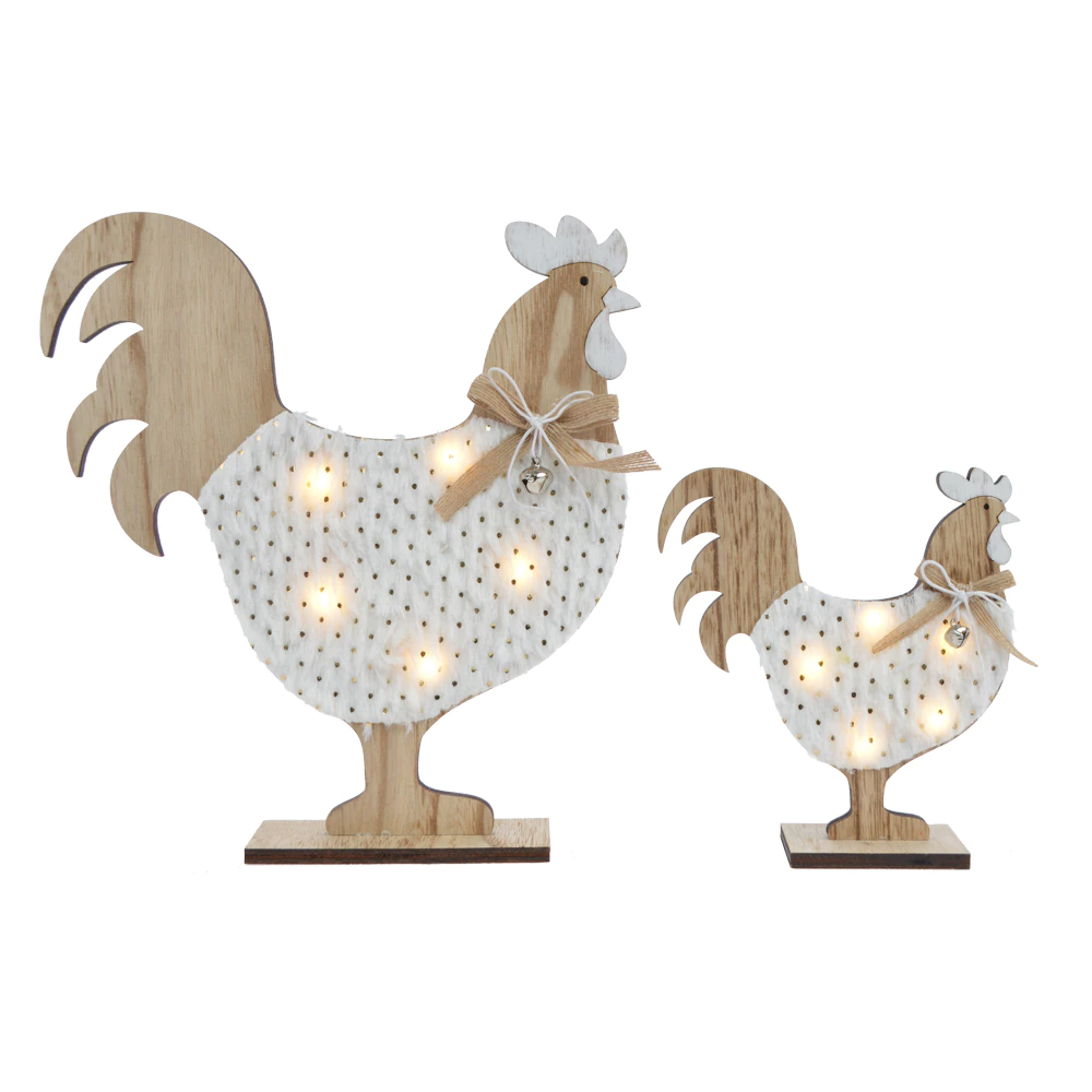 wooden decorative light chicken desktop decoration