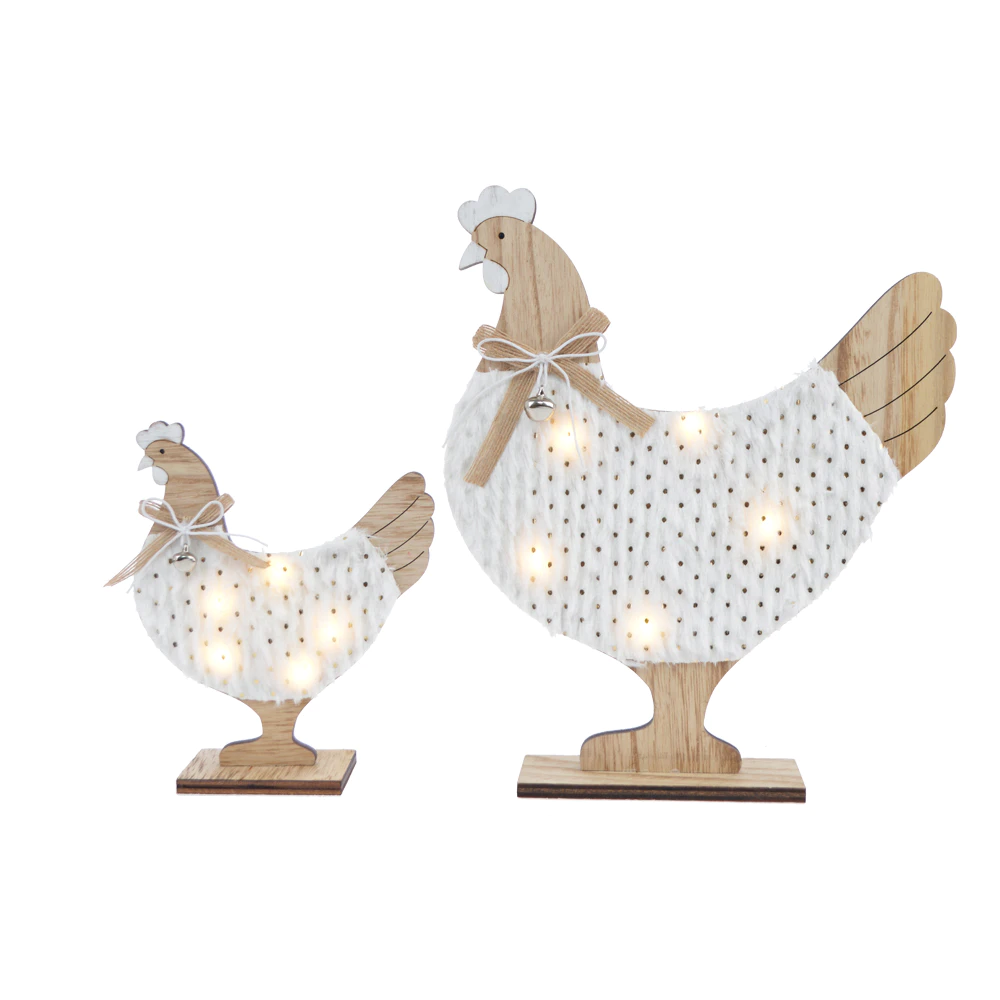 wooden cock decorative light chicken desktop decoration