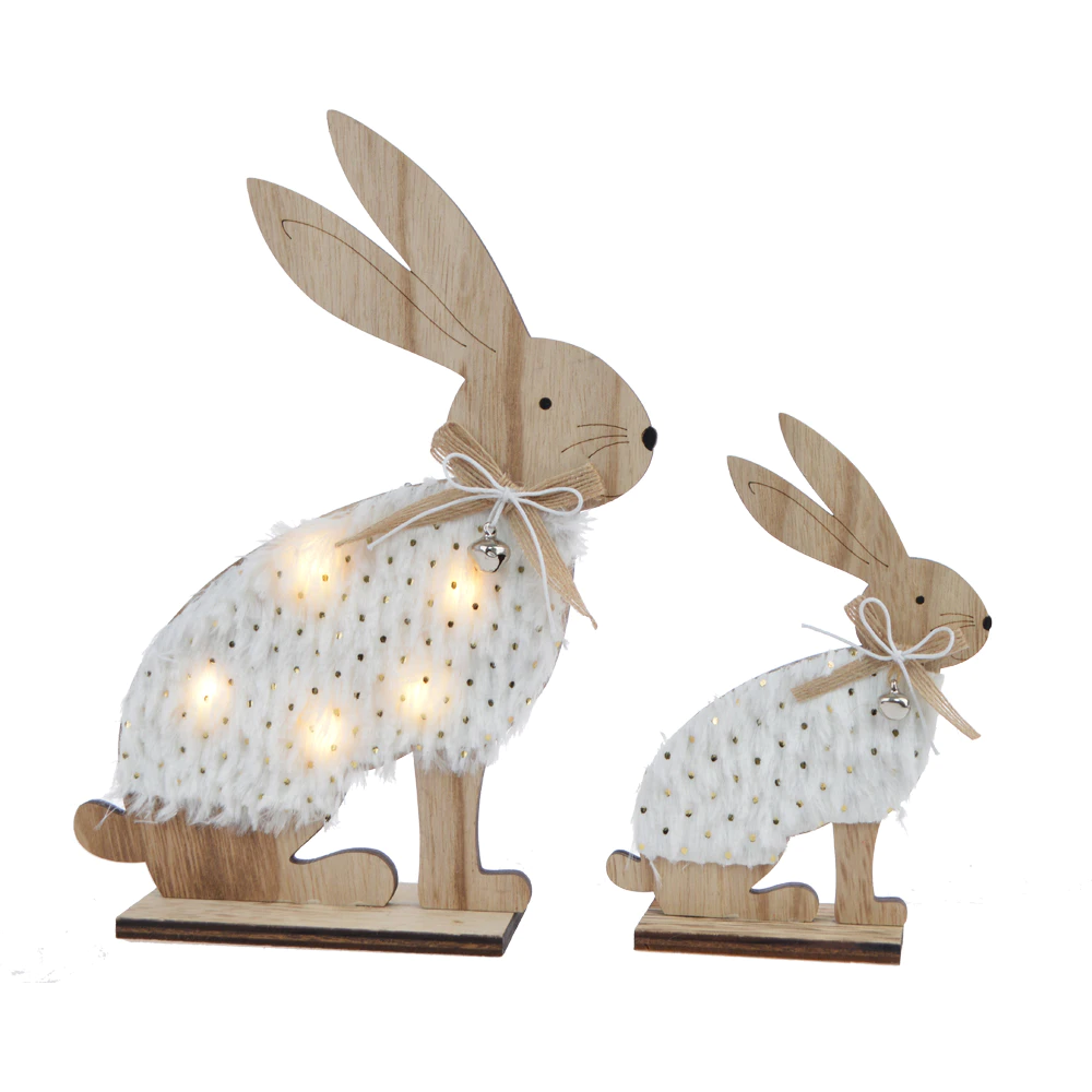 Top-ranking products wood domestic rabbit light easter table craft decoration