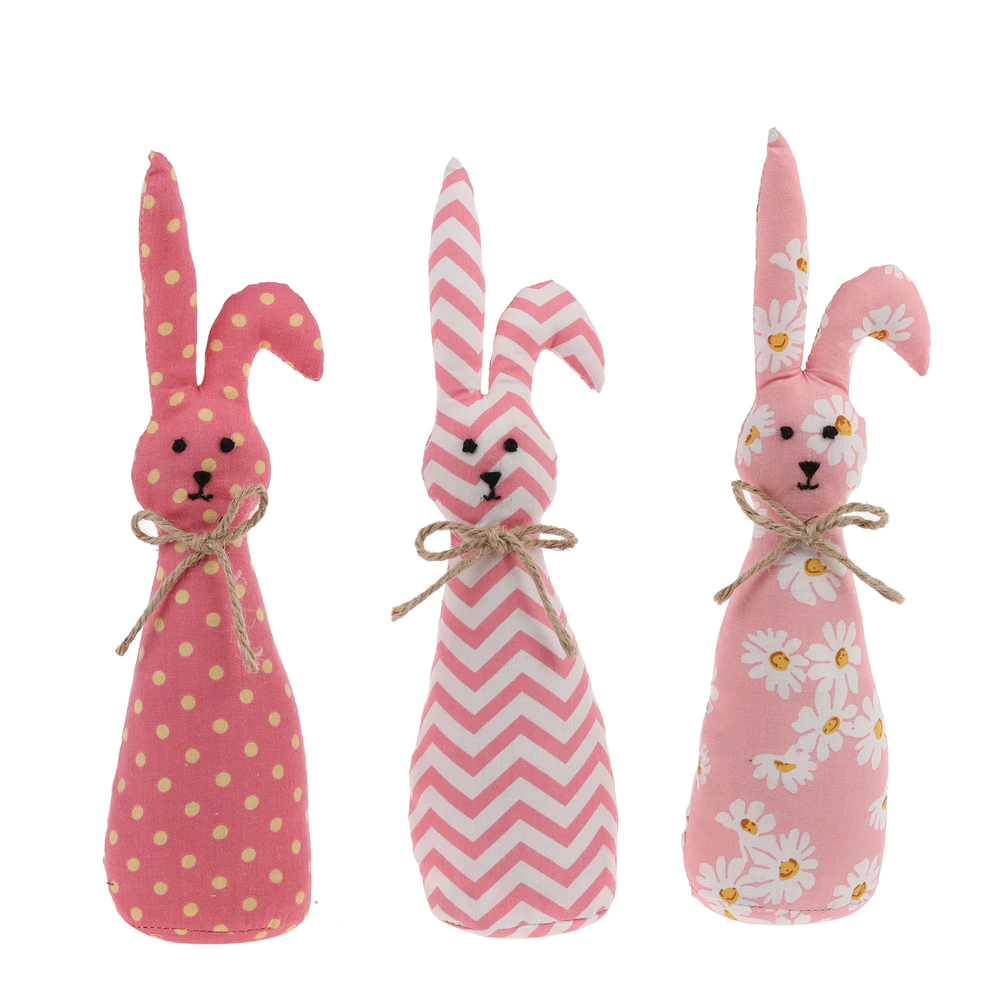 cute pink fabric floral print handmade rabbit decor assortment Children favor pet