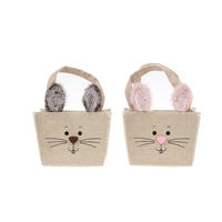 factory supplier cute rabbit flower pot jute candy bag carry bag easter decoration