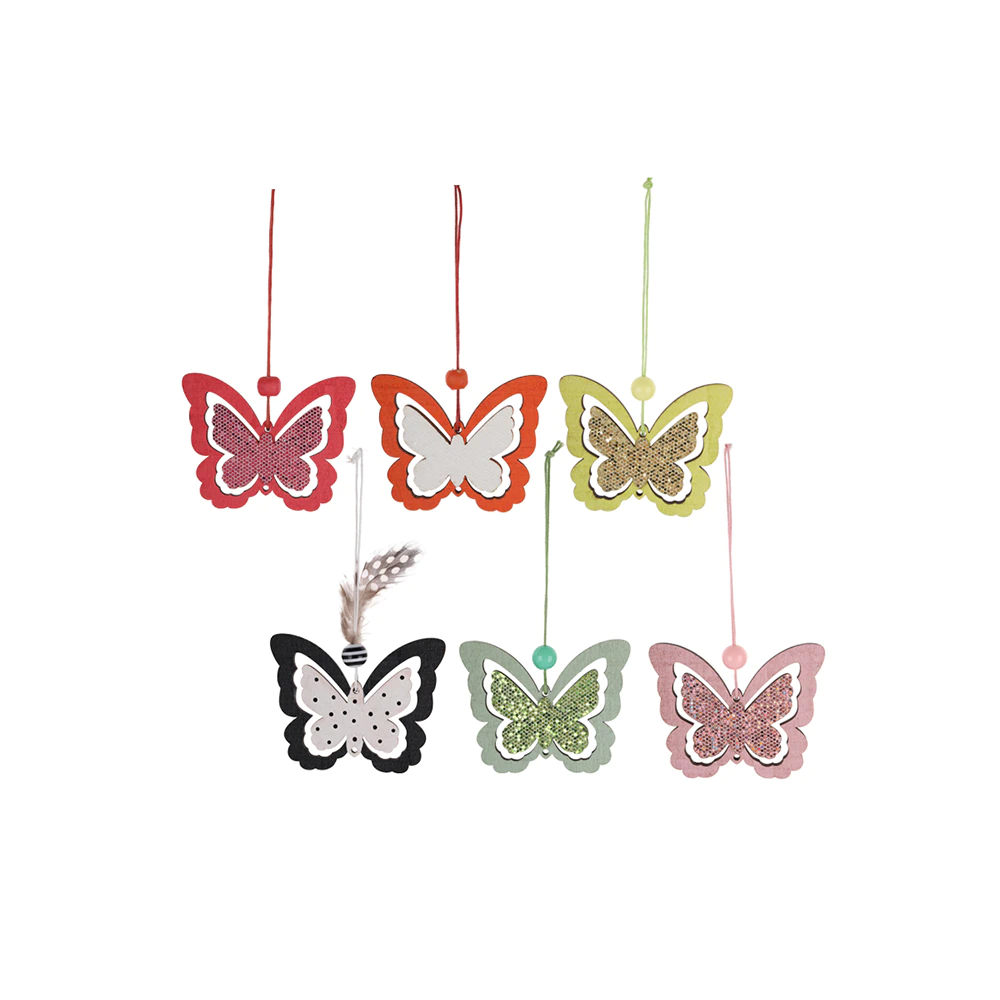 Wooden Easter Butterfly Hanging Pendant Party Ornament Easter Crafts Decoration Easter Butterfly Pendant
