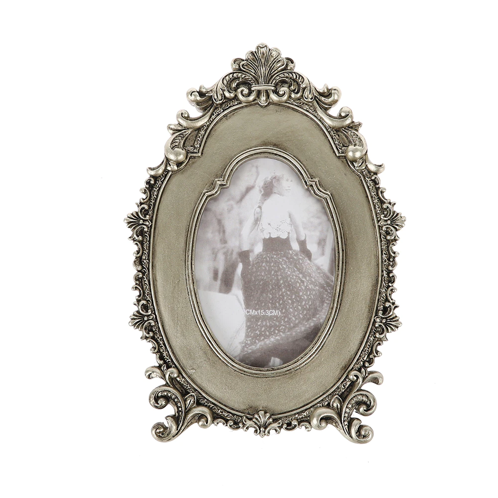 Wholesale Retro Oval Silver Photo Frame Wedding Decorations Desk Rahmen For Home Decor