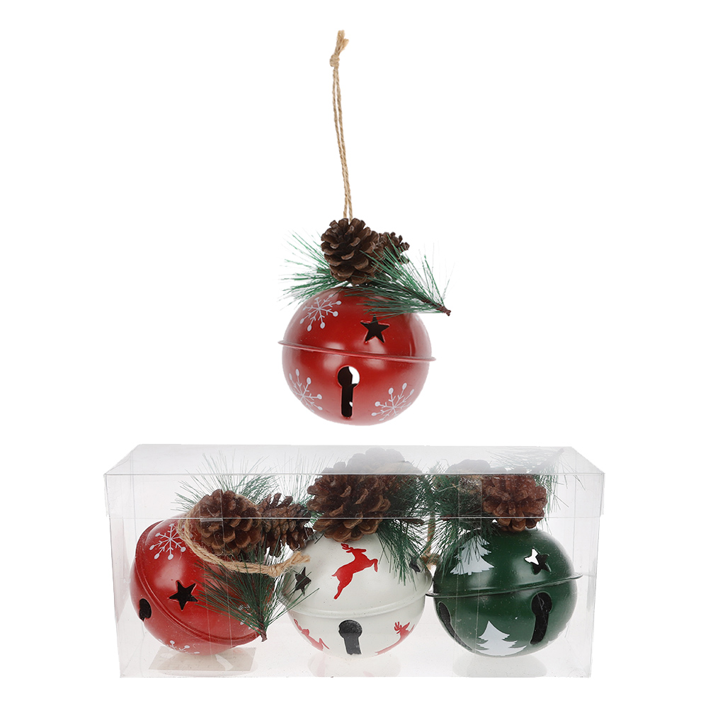 Factory crafts Christmas bell with pine cone Xmas tree hanging