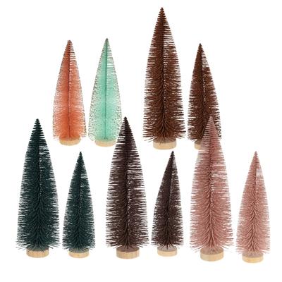 Factory customized artificial mini green pink christmas bottle brush trees for Xmas Holiday Home Party
