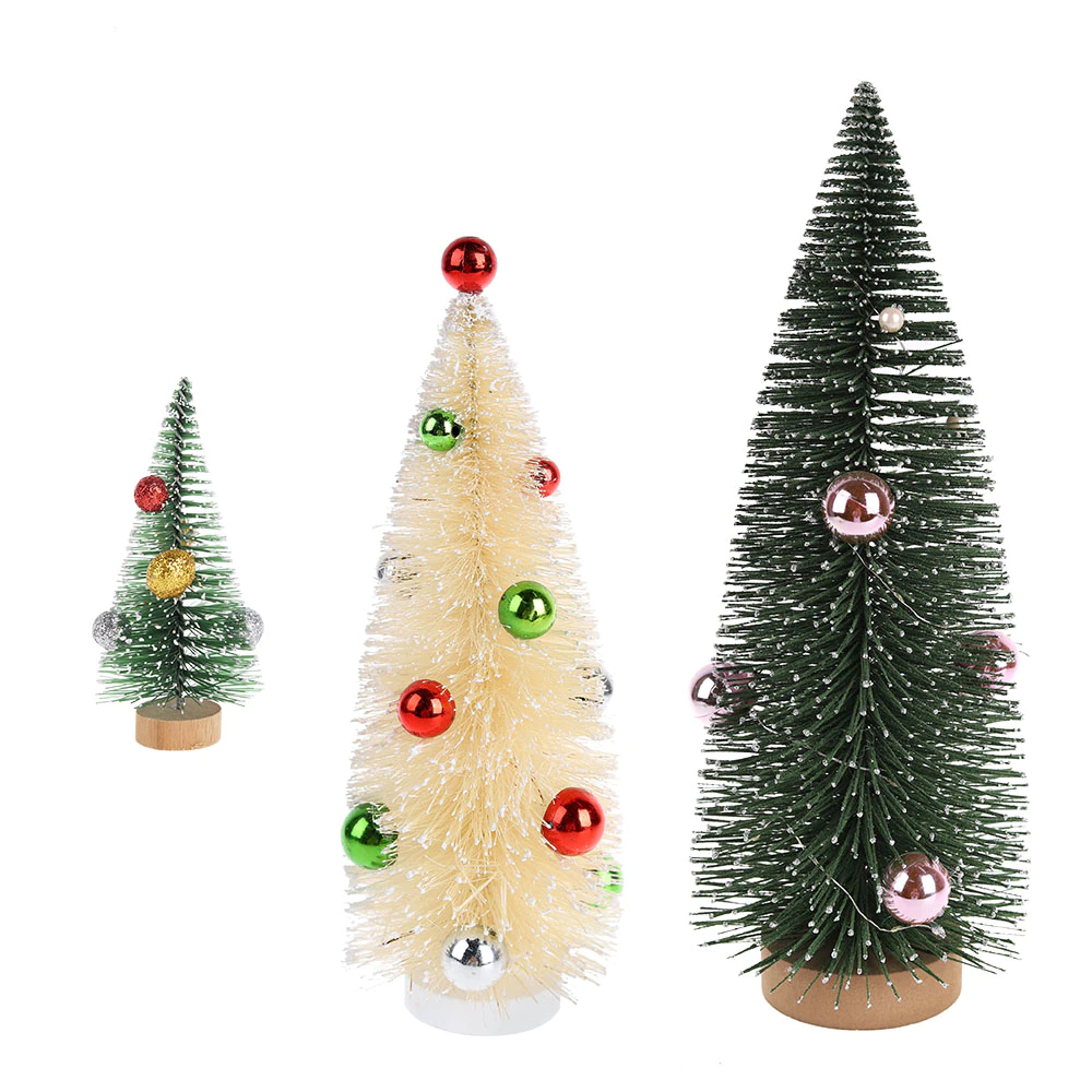 Artificial Mini Christmas Plastic Wooden Mixed Color Bottle Brush Trees For Xmas Christmas Party Home Decors