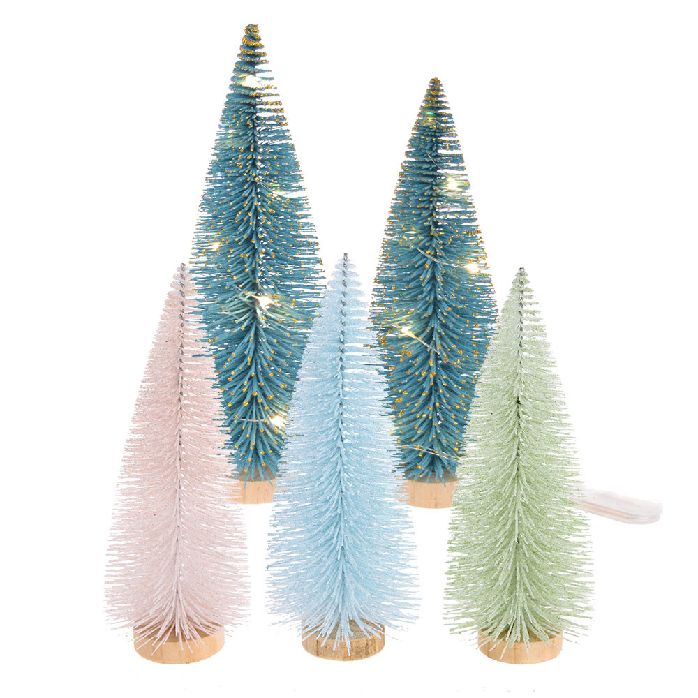 Artificial Mini Christmas Plastic Wooden Bottle Brush Tree For Xmas Holiday Home Party Diorama